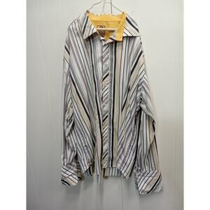 Raw Blue Mens Yello/Black Striped Ls Button Down Shirt (Size 2Xl)